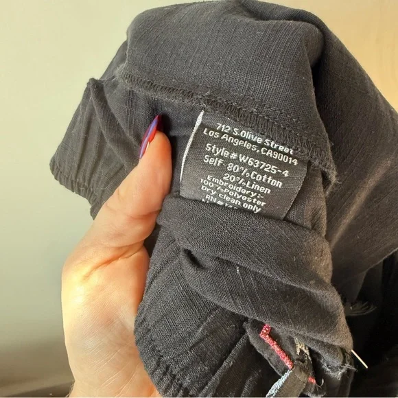 Johnny Was Workshop Hannah Black Palm Tree Embroidered Wide Leg Pants S NWT - Picture 9 of 9